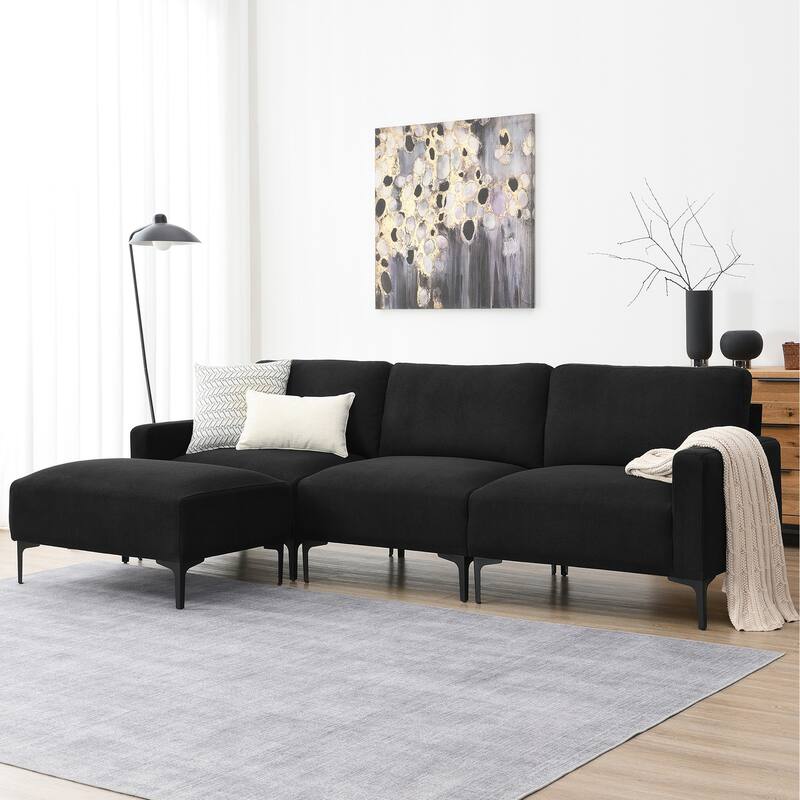 Convertible Sectional Sofa Set Modern LShaped Sectionals with Ottoman
