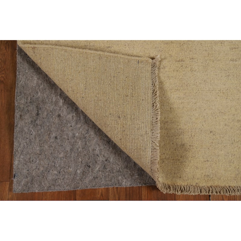Modern Muted Yellow Gabbeh Runner Rug Hand-Knotted Wool Carpet - 2'8" x 9'8"