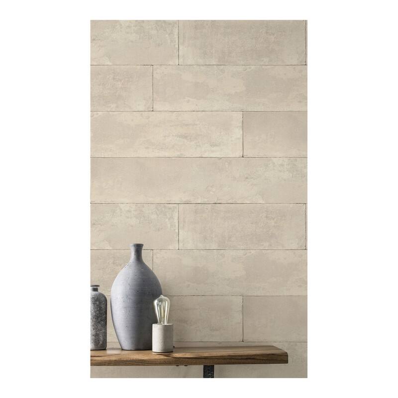 Advantage Lanier Neutral Stone Plank Wallpaper - 21 x 396 x 0.025