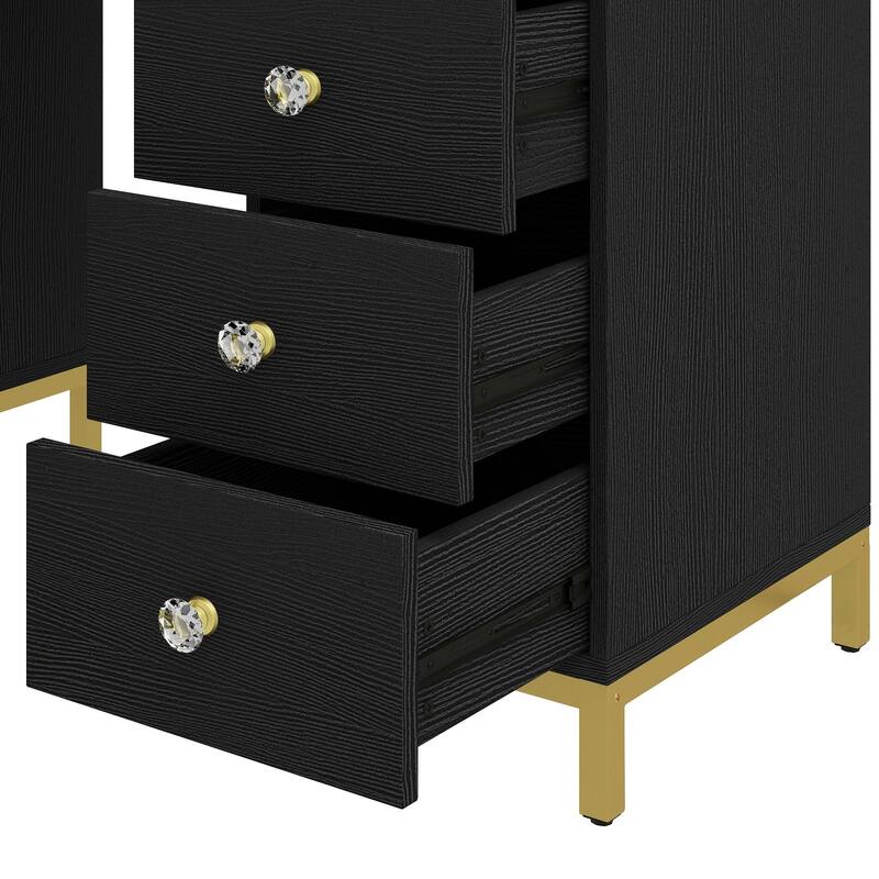 Moasis 8 Drawers Makeup Vanity Desk with Hollywood Lighted Mirror & Charging Station