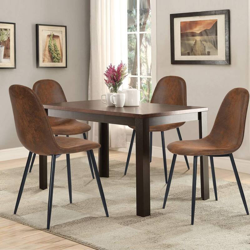 Kitchen Dining Chair Set of 4, Modern Upholstered Chairs With Metal Legs For Home, Bedroom, Living Room Side Chairs - Brown