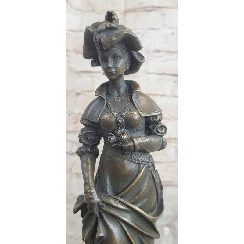 Signed Cesar Ceribelli Les Roses Cly Society Lady W/ Rose Bronze Sculpture