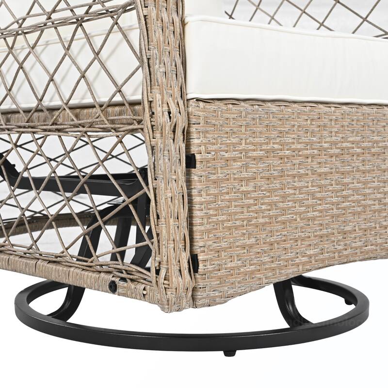 3PCS Rattan Swivel Chair and Table Set