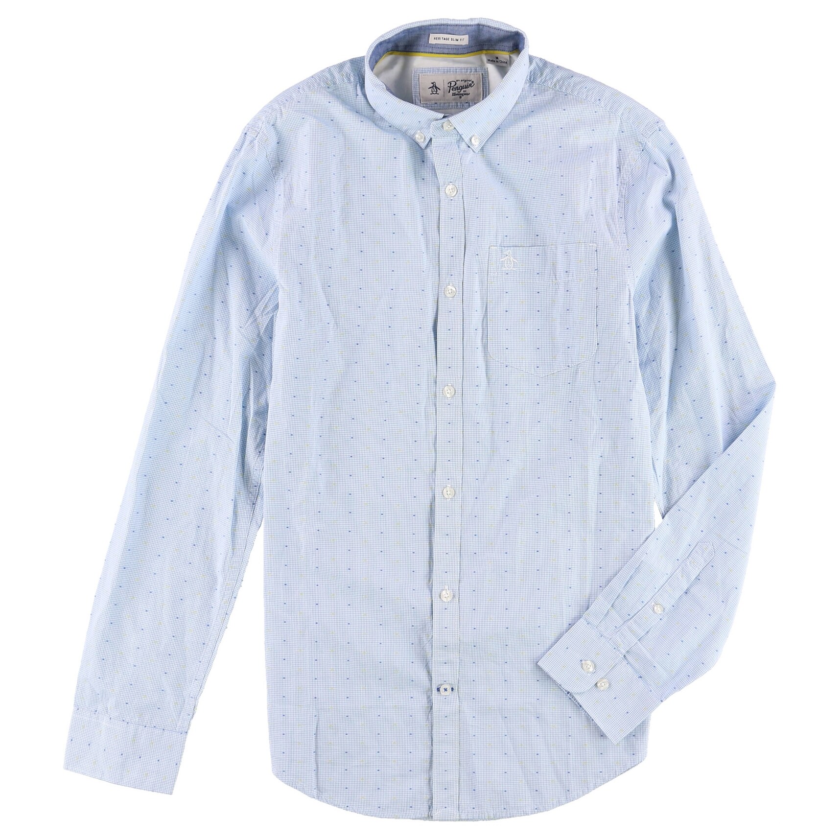 Penguin Mens Clipped Dobby Button Up Shirt, Blue, XX-Large - Overstock -  41856402