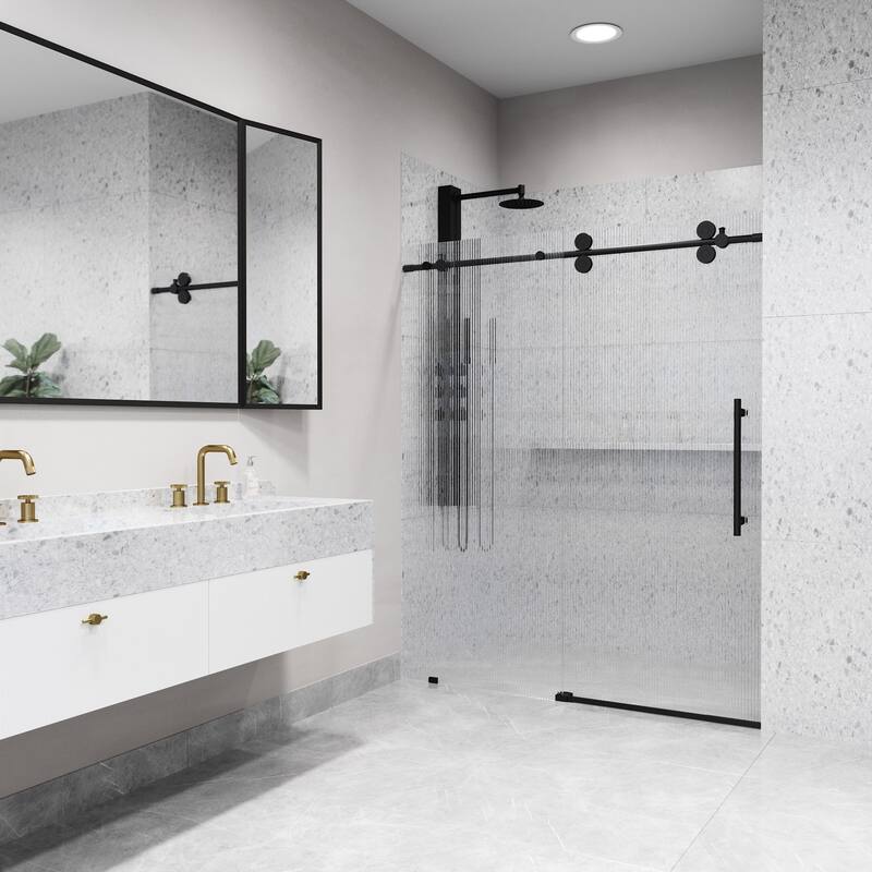 VIGO Elan 56" to 60" W x 74" H Frameless Sliding Shower Door