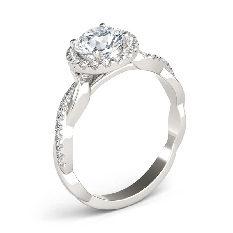 Auriya 14k White Gold Lab Grown Round Diamond Halo Engagement Ring 0.50 to 5.00 ct. tw. (F-G VS)