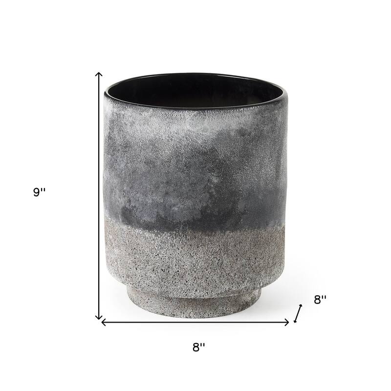 Brown and Black Abstract Ceramic Cylinder Vase for Modern Home Decor