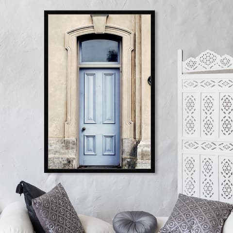 Oliver Gal 'The Lovely Blue Door' Architecture and Buildings Framed Wall Art Prints World Architecture - Blue, Brown