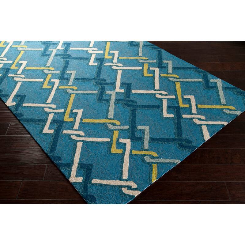 Hand-hooked Angelina Contemporary Geometric Indoor/ Outdoor Area Rug