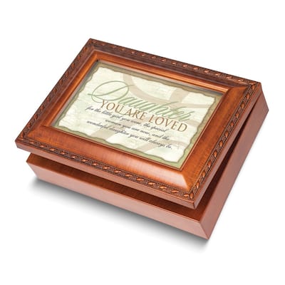 Curata Woodgrain Resin Daughter You Are Loved Traditional Music Box (Plays You Light Up My Life)