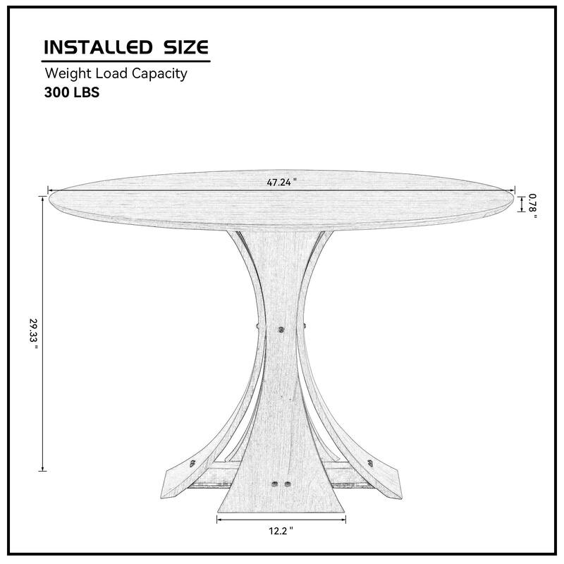 47.2" Round Modern Style MDF Wood Dining Table