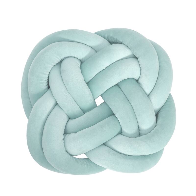 Adeco 13.7" Modern Velvet Knot Ball Throw Pillow - Blue