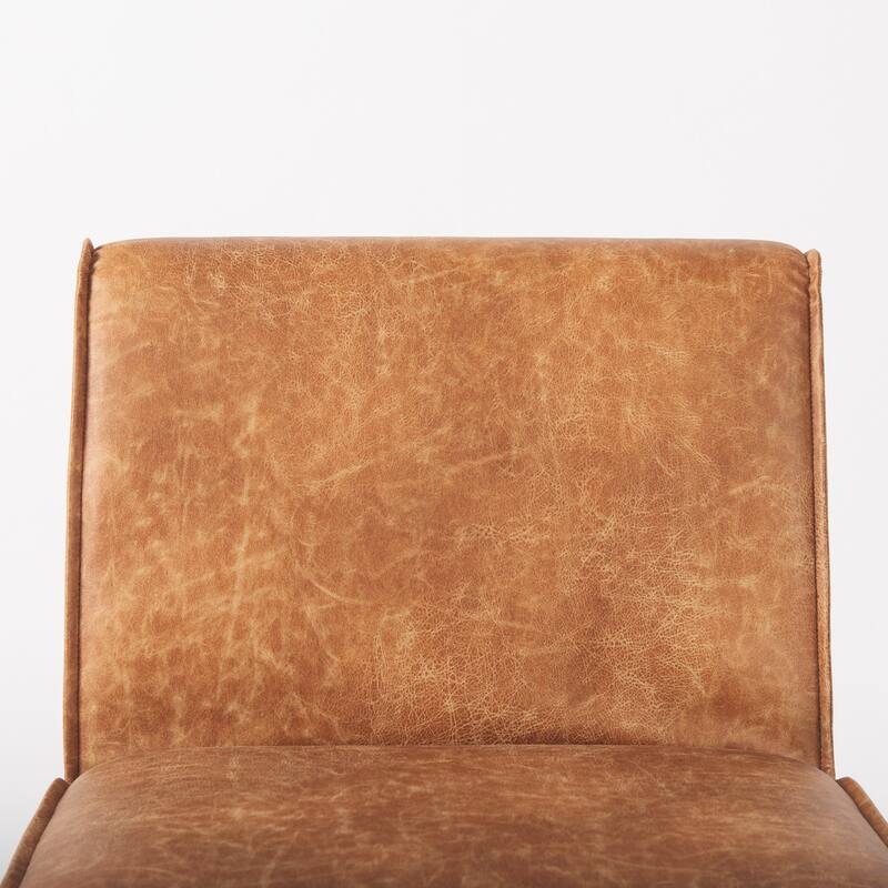 Damon Cognac Brown Faux Leather Dining Chair - 20.4"W x 27.1"D x 31.2"H
