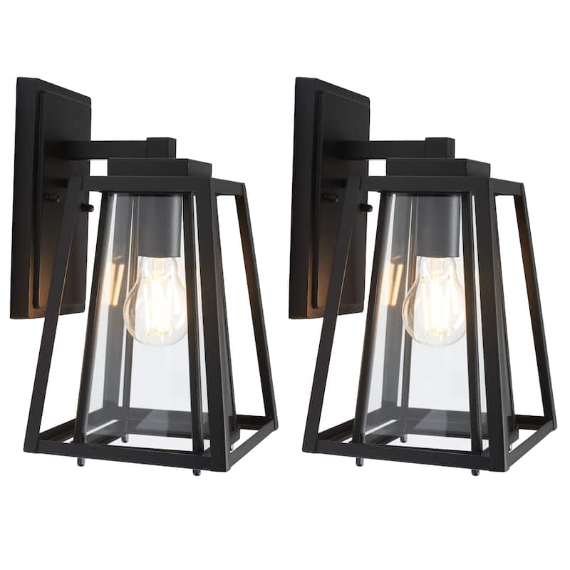 SAFAVIEH Lighting Liboria 7.5" Outdoor Sconce (Set of 2) - 7.5" x 7" x 12" - withD/H - 7Wx7Dx12H