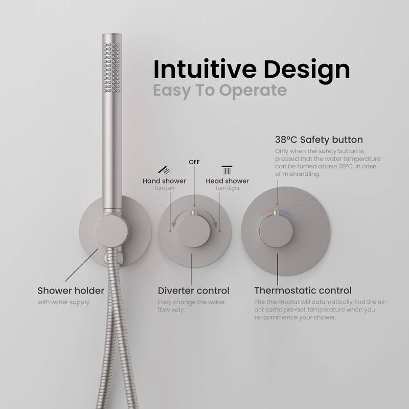 Circular 2 Function Thermostatic Shower System With Rough In Valve
