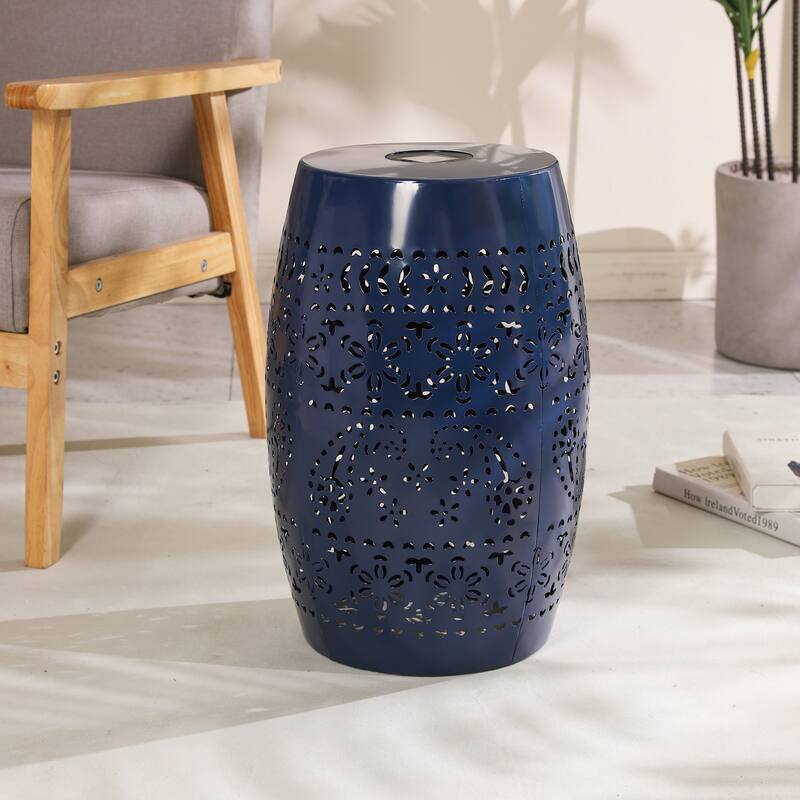 Solar Side Table with Built-in Solar Battery,Stunning Flower Pattern at Night,Eco-Friendly