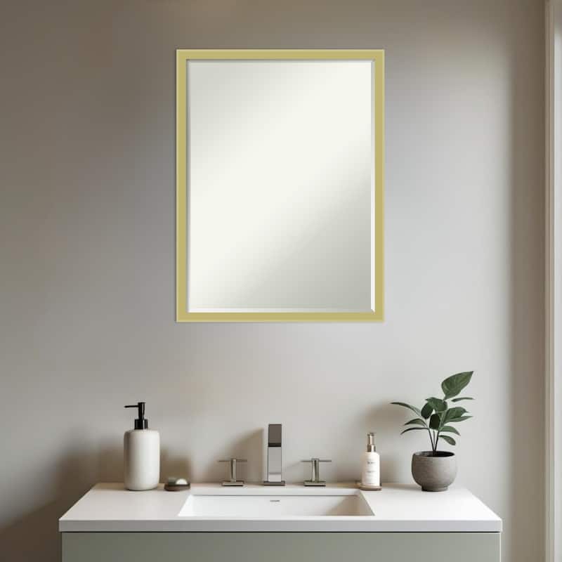 Incline Half-Inch-Bevel Wood Framed Bathroom Vanity Wall Mirror