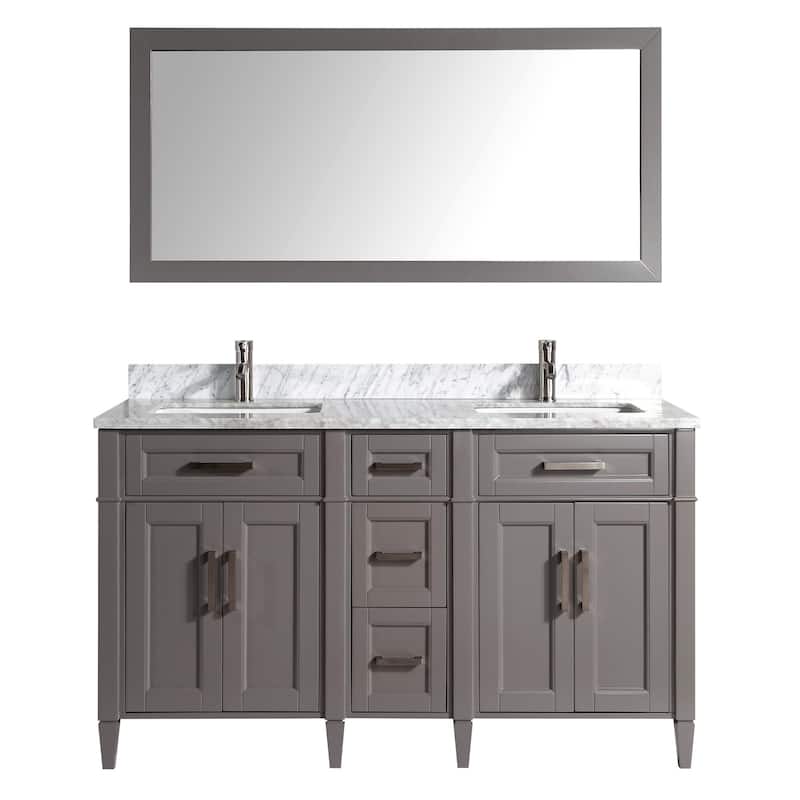 Vanity Art 60 in. Modern Double Sink Bathroom Vanity with Top and Mirror
