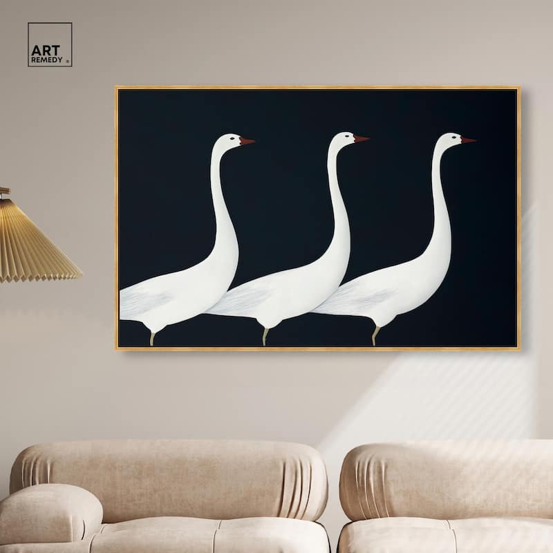 Trio of Swans Canvas by Art Remedy