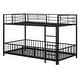 preview thumbnail 47 of 70, Metal Bunk Bed with Slide and Door, Twin Over Twin/Full Over Full Low Bunk Bedframe with Fence Guardrails and Ladder for 2 Kids