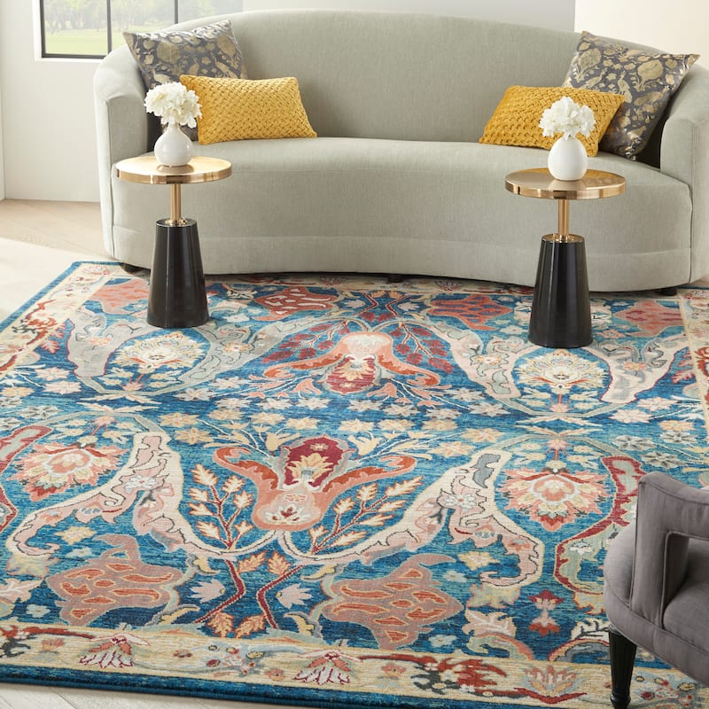 Nourison Parisa Transitional Bordered Area Rug - 7'9" x 9'9" - Denim Multi - Rectangle