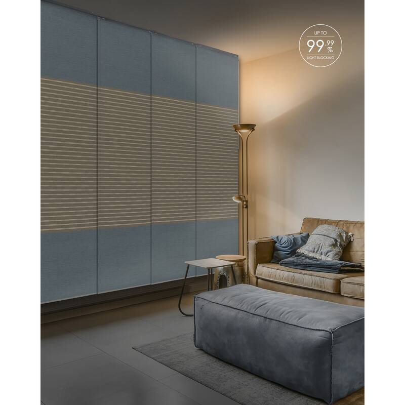 GoDear Design 99.99% Blackout & Sheer Natural Woven Adjustable Sliding Panel Track Blinds, Vertical Blinds, 45.8"- 86" W x 96" L