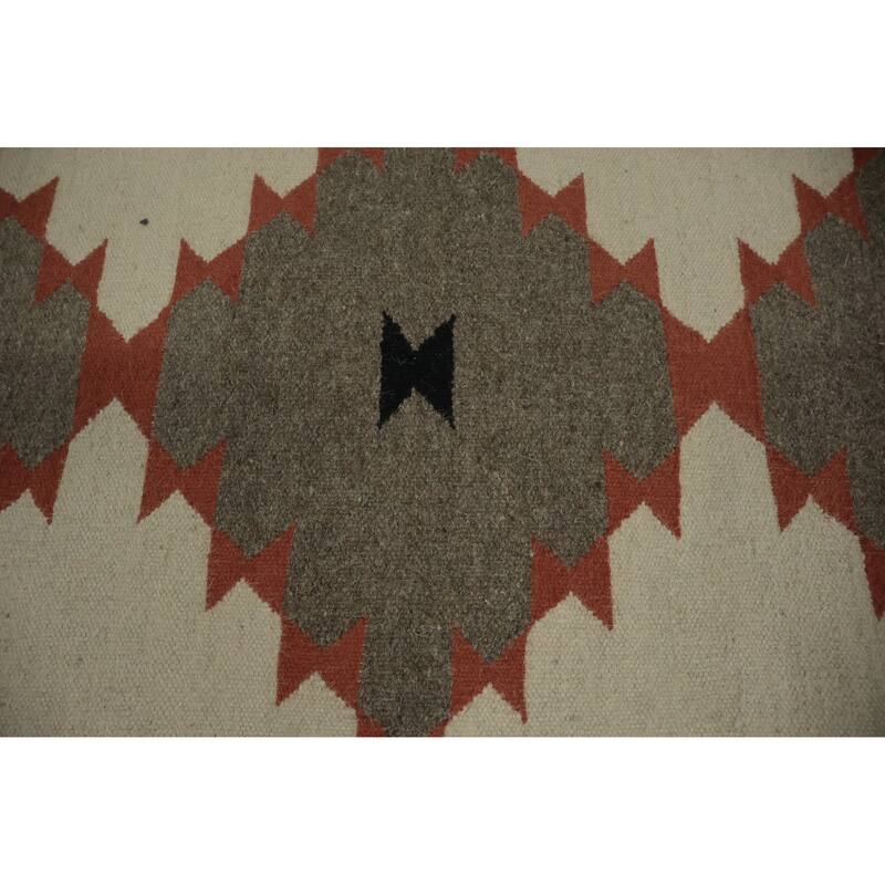 Hand Woven Oriental 100% Wool Carpet Southwestern Modern Greys & Charcoal Kilim Area Rug - 14' 1'' X 8' 4''