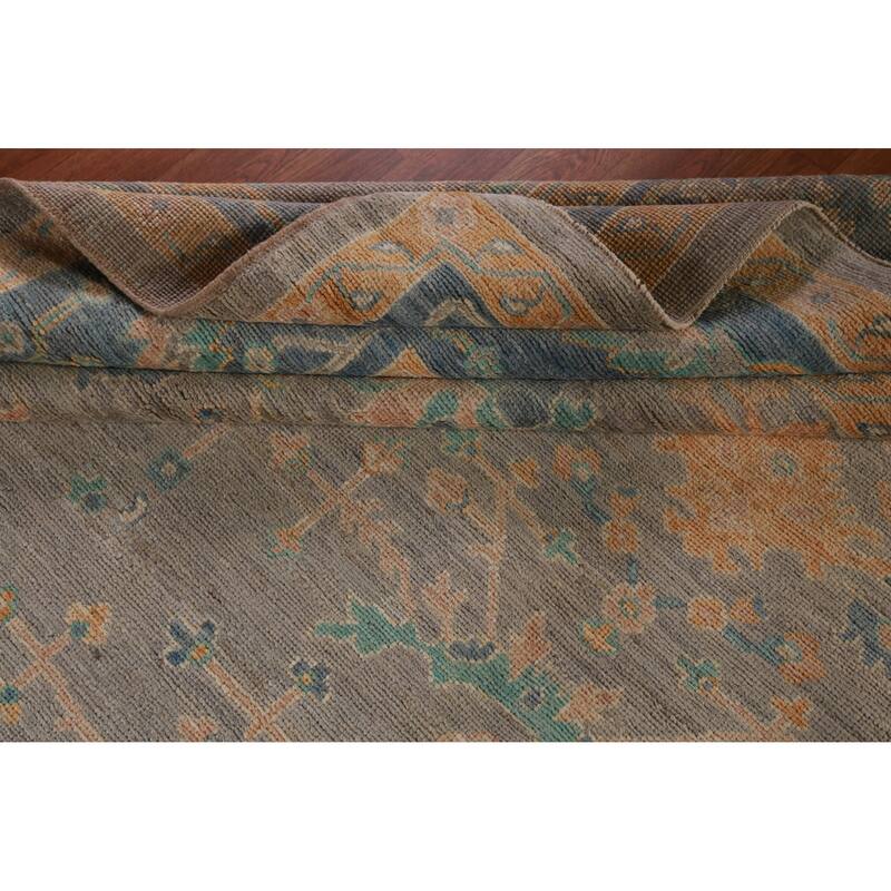 Hand Knotted Oriental 100% Wool Carpet Transitional All-Over Greys & Charcoal Oushak Area Rug - 12' 0'' X 9' 5''