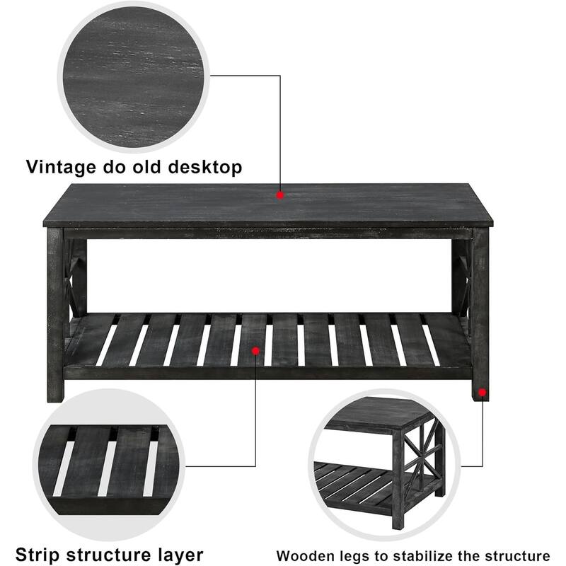 roomfitters 47' Handcrafted Coffee Table for Living Room - Perfect for Sofa or Loveseat