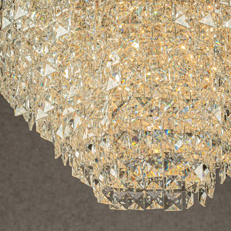 CraftHome Modern Glam Antique Gold Crystal Tiered Chandelier Luxury Ceiling Light For Dining Room Bedroom Entryway - W20''