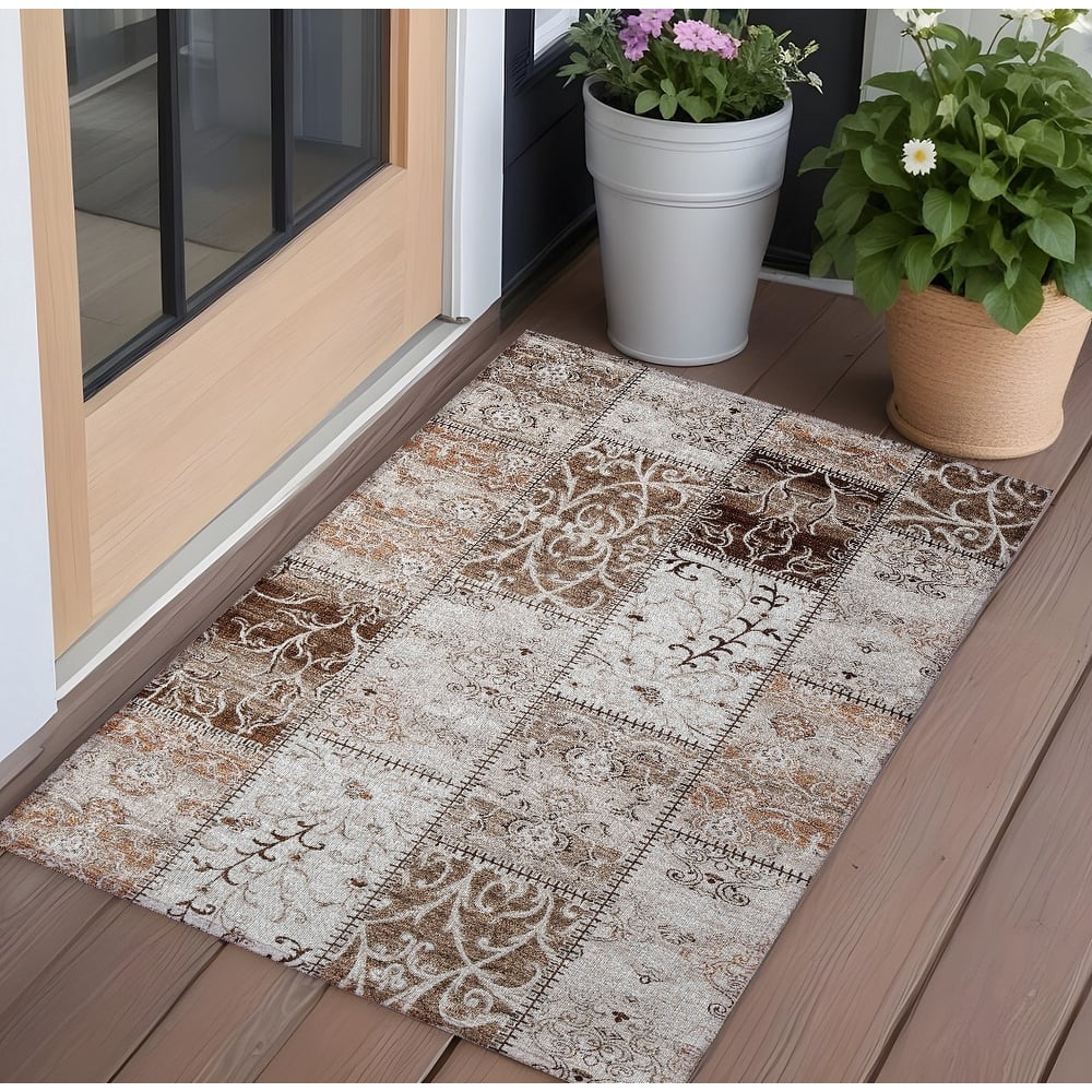 Elz Patchwork Weather Resistant Classic Meets Modern Outdoor Rug