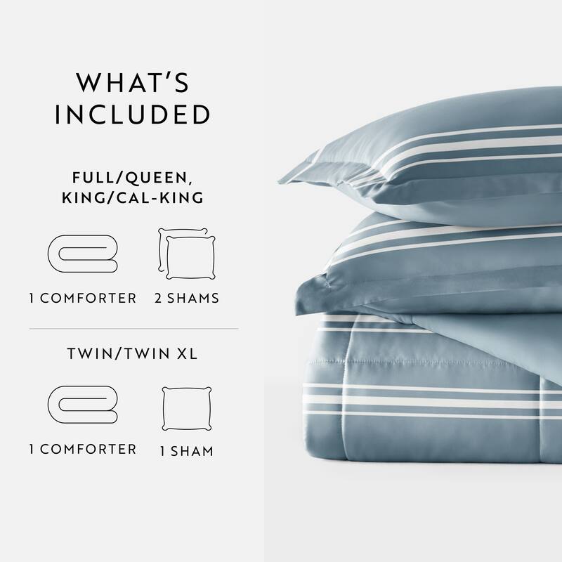 Becky Cameron Reversible Down-Alternative Comforter in Ombre and Soft Stripe