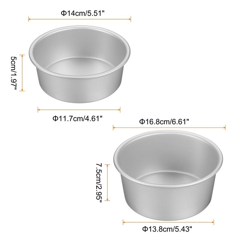 Round Cake Pan, Nonstick Baking Cake Pans Cheesecake Pan Aluminum - Silver Tone - 5"/6"