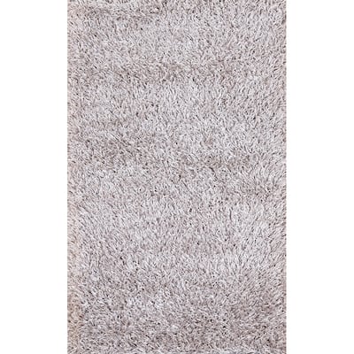 Contemporary Solid Shaggy Oriental Home Decor Rug Hand-knotted Carpet - 2'8" x 4'9"