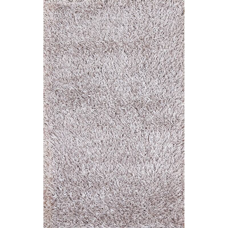 Hand Knotted Oriental Polyester Carpet Modern Contemporary Beige & Ivories Shaggy Area Rug - 4' 9'' X 2' 8''