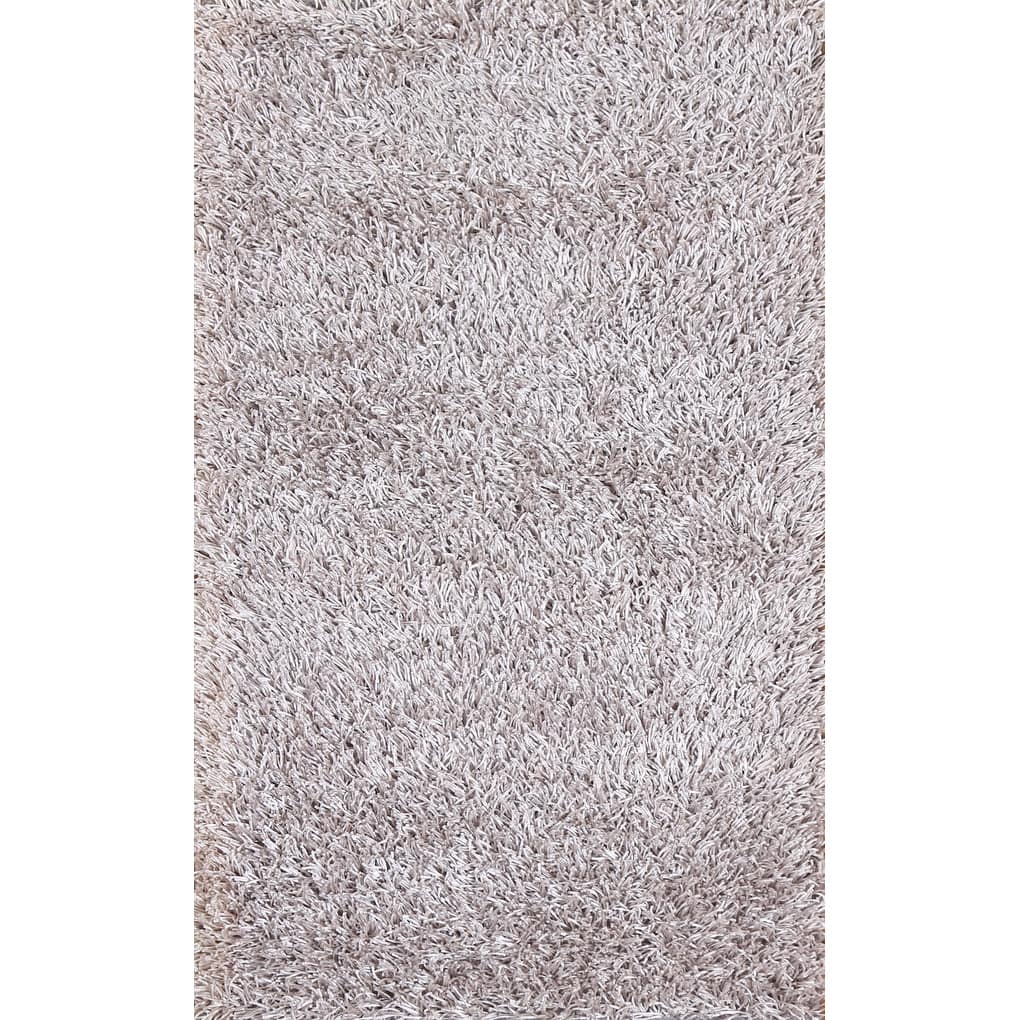 Hand Knotted Oriental Polyester Carpet Modern Contemporary Beige & Ivories Shaggy Area Rug - 4' 9'' X 2' 8''