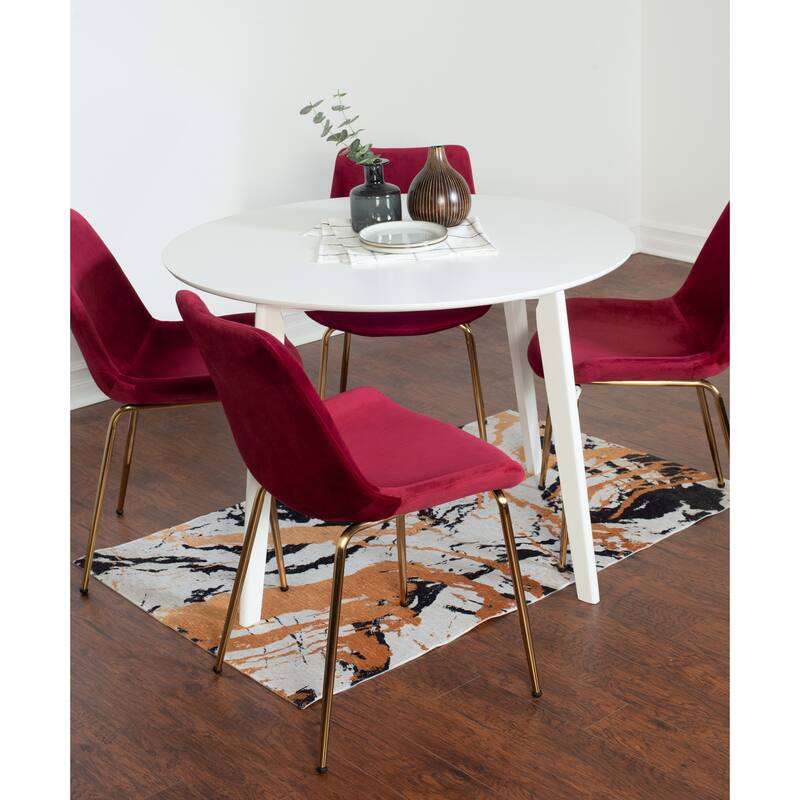Modern Dining Set with Round Table & Velvet Upholstered Chairs