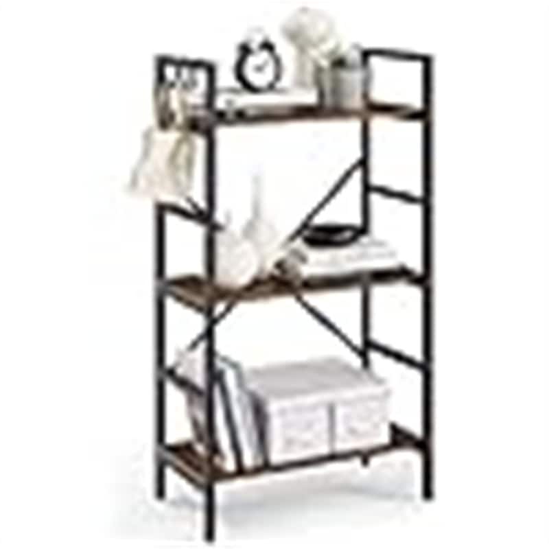 Storage Shelving - 11.8"D x 20.9"W x 41.1"H - 11.8"D x 20.9"W x 41.1"H - Rustic Walnut + Black