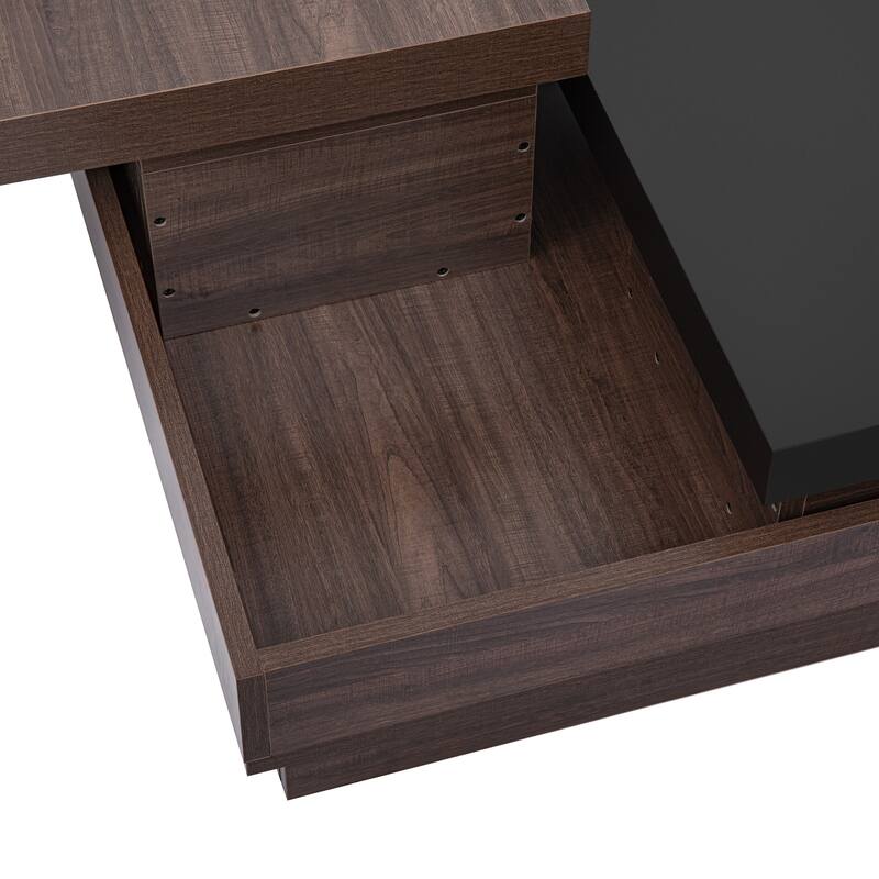 35.4" Modern Coffee Table with Rotatable Top and 1 Hidden Storage Space