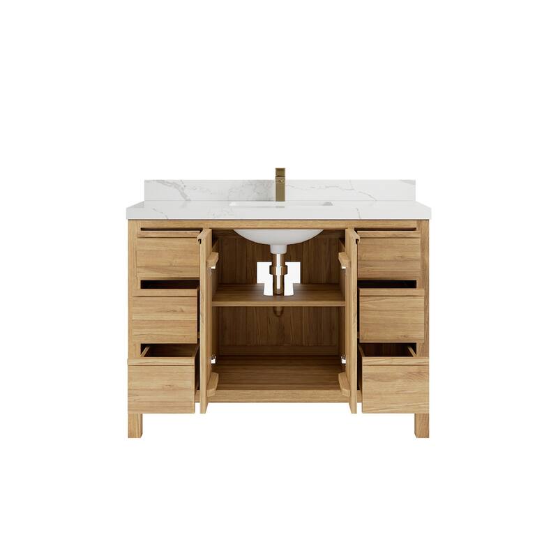 Willow Collections 48 in. W x 22 in. D Elizabeth Solid Teak Single Sink Bathroom Vanity with Countertop