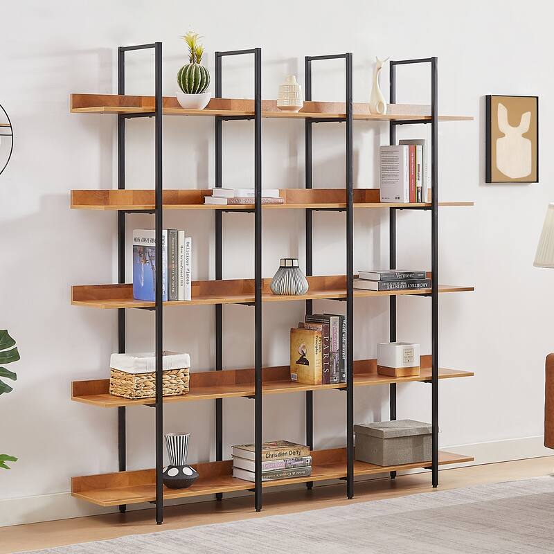 5 Tier Bookshelf Office Bookshelf Metal Frame MDF Board