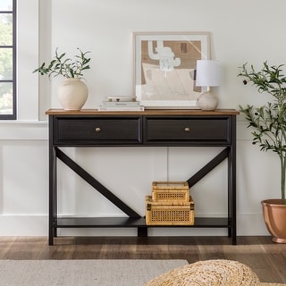 Walker Edison Rustic 2-Drawer Entry Table with Lower Shelf - Bed Bath ...