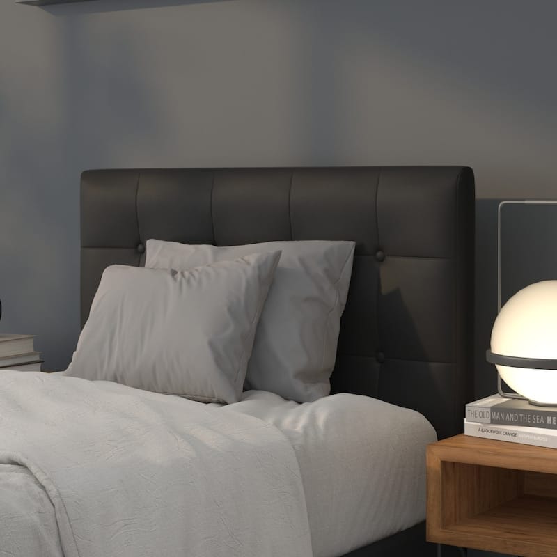 Button Tufted Upholstered Headboard - Black - Twin