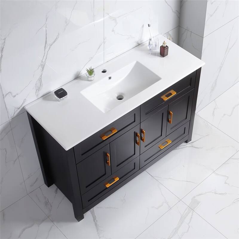 48" Bathroom Vanity with Ceramic Sink Combo, Abundant Storage Cabinet