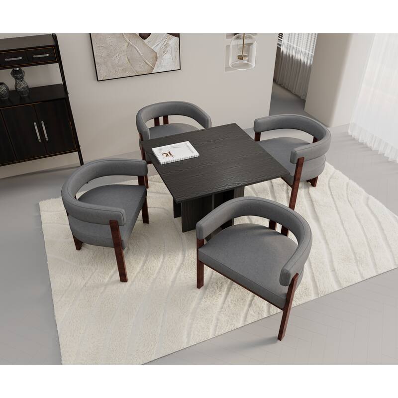 Modern Accent Chair Chenille Upholstered Armchair With Open Back 3 Legs Barrel Dining Chair Comfy Side Chair Set Of 2