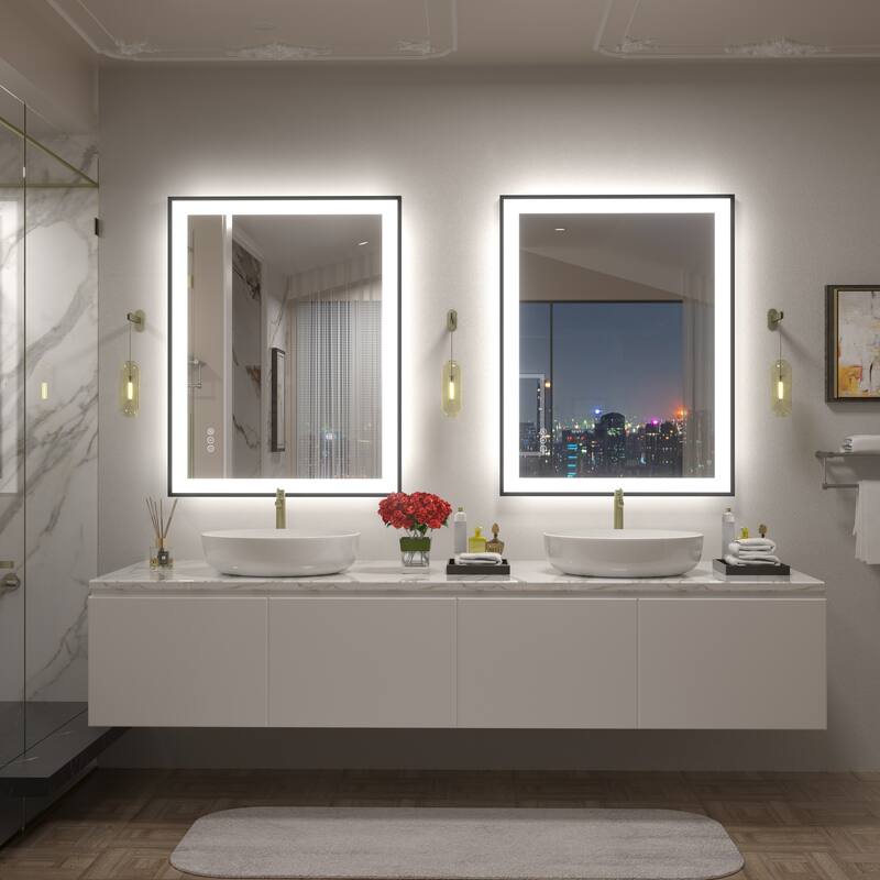 Front & Back LED Anti-Fog Tempered Glass Framed Bathroom/Vanity Mirror 3-Year Warranty