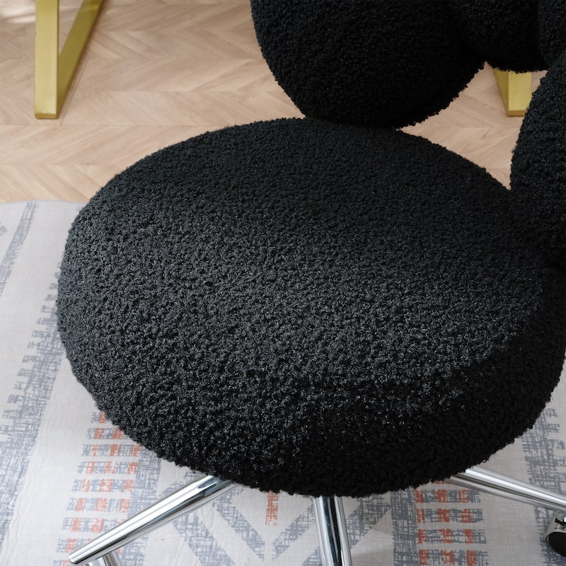 360°Swivel Height Adjustable Swivel Chair, Teddy Fabric, Home Office Chair
