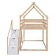 preview thumbnail 8 of 13, Natural Twin House Bunk Bed with Slide and Storage Staircase for Kids
