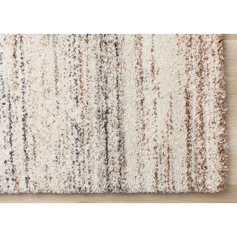 Maverick Collection - Modern White Grey Orange Plush Area Rug