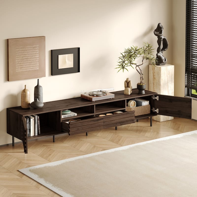 78 inch Modern TV Stand for TVs up to 85", Entertainment Center with Closed Storage & Cable Management